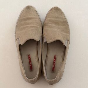 Prada Women's Beige Suede Loafers